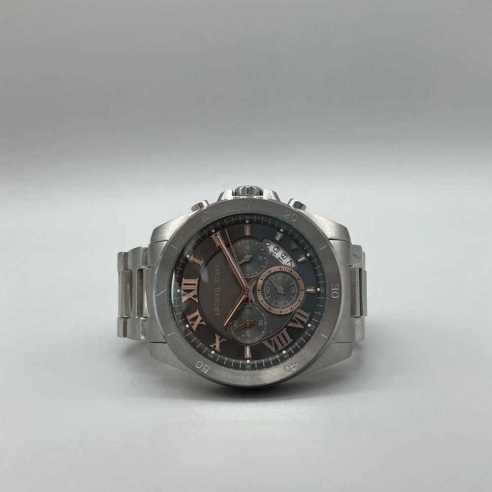 Michael Kors Mens Watch 45mm Stainless Chronograph Date MK-8609 New Battery 6.5